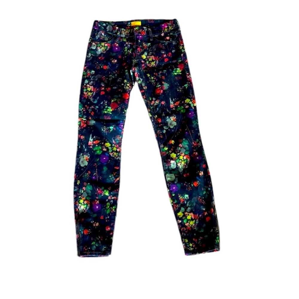 Mother Floral Black Denim Wild Flowered Jeans with Ankle zippers and low riseY2K - Picture 4 of 9
